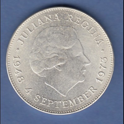 Niederlande 10 Gulden Gedenkmünze 1948-1973 Königin Juliane und Wappen 