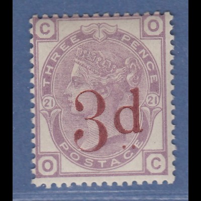 Großbritannien 1883 Freimarke Victoria mit rotem Aufdruck 3d Mi.-Nr. 70 *