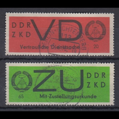 DDR Dienstmarken VD 3x und ZU 3x jeweils bedarfs-gestempelt