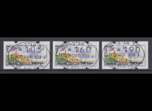 Israel Touristik ATM Motiv Yafo Satz 105-160-190 mit Oval-O 24.1.96
