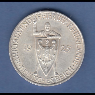 Deutsches Reich Silber-Gedenkmünze Rheinlande 5 Mark 1925 F vorzüglich !