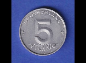 DDR Aluminium-Münze 5 Pfennig A 1950 vorzüglich !