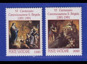Vatikan 1991 Mi.-Nr. 1038-1039 Satz kpl. ** Heiligsprechung Brigitta
