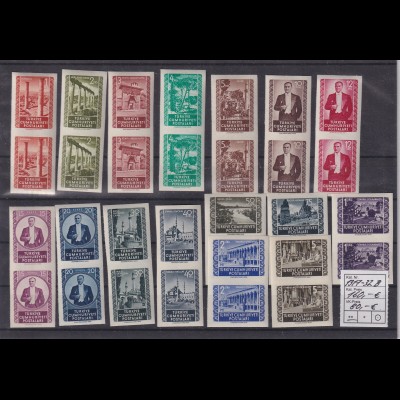 Türkei 1953 Freimarken geschnitten Mi.-Nr. 1317-1322 B kpl. senkr. Paare **