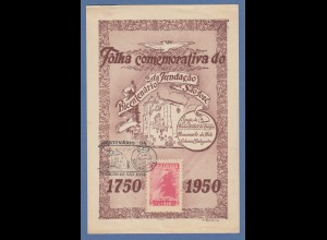 Brasil 1950 Folha comemorativa do Bicentenario da Fundacao de Sao José 1750-1950