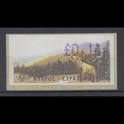 Zypern Amiel-ATM 1999, Mi-Nr. 2, Auflage B Wert 0,11 **