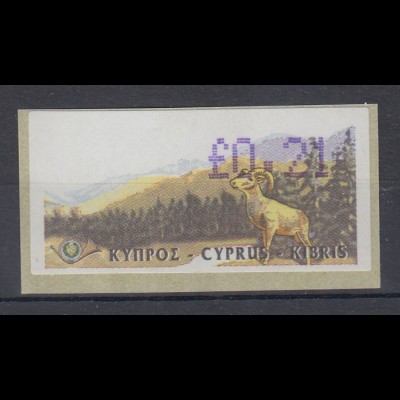 Zypern Amiel-ATM 1999, Mi-Nr. 2, Auflage B Wert 0,21 **
