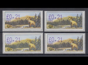 Zypern Amiel-ATM 1999 Mi-Nr. 4 Aut.-Nr. 001 - 002 - 003 - 004 je Wert 0,21 **