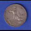 Sowjetunion Silbermünze 50 Kopeken Arbeiter 1925, sehr schön ! 