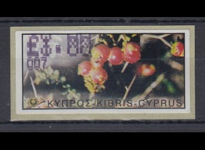 Zypern ATM Wildblumen 2002 Mi.-Nr. 9 Aut.-Nr. 007, Doppeldruck Wert / Testdruck