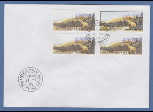 Zypern Amiel-ATM 1999 Mi-Nr. 2 Auflage B Werte 0,11 - 0,21 - 0,26 auf FDC