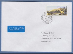 Zypern Amiel-ATM 1999 Mi-Nr. 3 Wert 0,41 auf FDC adress. nach Australien