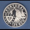 Portugal 1992, Silbermünze 25 Ecu König Joao II. , 28g Ag925