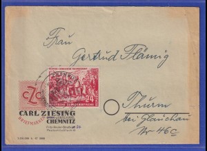 DDR 1951 Dt.-Chinesische Freundschaft Mi.-Nr. 287 als EF auf Brief aus Chemnitz