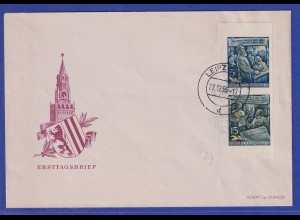 DDR 1955 Engels Block-Zusammendruck Mi.-Nr. 485 und 487 B O Leipzig auf Umschlag