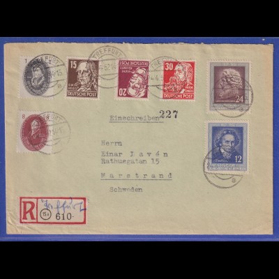 DDR 1952 R-Brief aus TREFFURT gelaufen nach Marstrand / Schweden
