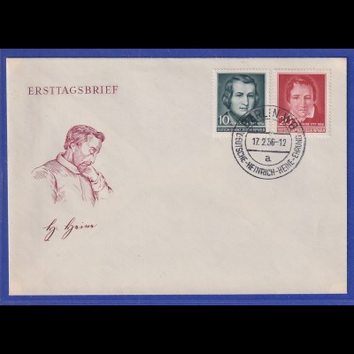 DDR 1956 Heinrich Heine Mi.-Nr. 516-517 auf offiz. Ersttagsbrief / FDC