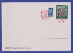 Bund 1949 100 Jahre Briefmarken Mi.-Nr. 113 mit rotem ET-O auf Postkarte 