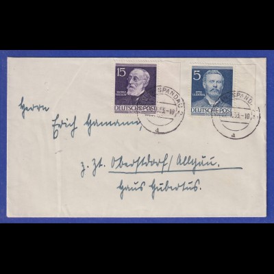 Berliner Männer 15Pfg und 5Pfg. Mi.-Nr. 96 und 92 auf Brief nach Oberstdorf