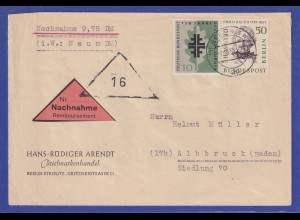Berliner Männer 1957 50Pfg Mi.-Nr. 172 in MIF auf NN-Brief nach Albbruck