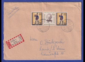 Berliner Männer 1957 50Pfg Mi.-Nr. 172 in MIF auf R-Brief nach Lank
