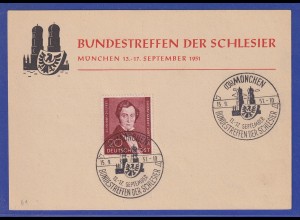 Berlin Mi-Nr 74 mit So.-O auf Karte Bundestreffen der Schlesier München 1951