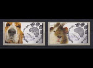 Portugal 2005 ATM Hund / Hamster SMD Mi-Nr 50-51 je Wert AZUL 0,45 ET-O