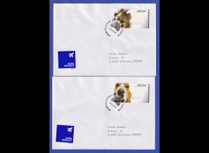 Portugal 2005 ATM Hund / Hamster SMD Mi-Nr 50-51 je Wert 0,57 auf FDC nach D