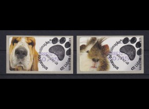 Portugal 2005 ATM Hund / Hamster Amiel Mi-Nr 50-51 je Wert AZUL 0,45 mit ET-O