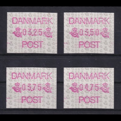 Dänemark 1990 FRAMA-ATM Postembleme, Mi.-Nr. 1 Satz 3.25-3.50-3.75-4.75 **