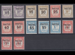 Monaco 1927 Freimarken: Aufdrucke auf Portomarken Mi-Nr. 149-62 Satz kpl. * 