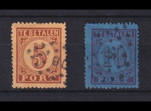 Niederlande Portomarken P 1 II und 2 A gestempelt