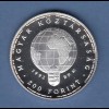 Ungarn 1992 Silbermünze Störche 200 Forint PP