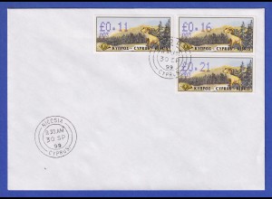 Zypern Amiel-ATM 1999 Mi-Nr. 4 Aut.-Nr. 003 Werte 0,11-0,16-0,21 auf blanco-FDC 