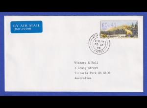 Zypern Amiel-ATM 1999 Mi-Nr. 4 Aut.-Nr.004 Wert 0,41 auf FDC nach Australien