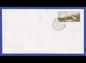 Zypern Amiel-ATM 1999 Mi-Nr. 4 Aut.-Nr.004 Wert 0,36 auf blanco-FDC 