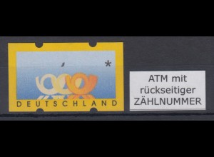 ATM 3 Teildruck nur komma-förmiger Punkt gedruckt, fast Leerfeld ** mit Zählnr.