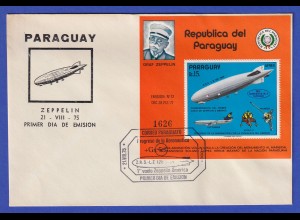 Paraguay 1975 Blockausgabe Luftschiff Graf Zeppelin Mi.-Nr. Bl. 246 auf FDC