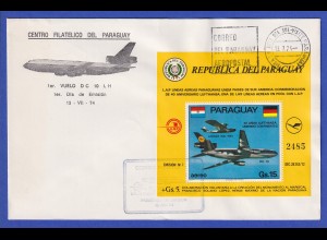 Paraguay 1975 Blockausgabe 40 Jahre Lufthansa Mi.-Nr. Bl. 226 auf FDC