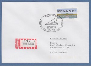 ATM 2.2.1 Wert 450 auf R-Brief mit So.-O BERLIN 55 Neue Postfiliale 26.9.95