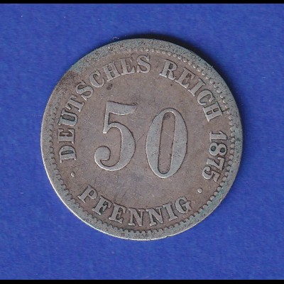 Deutsches Kaiserreich Kursmünze 50 Pfennig 1875 C