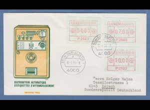 Luxemburg ATM P2503 Tastensatz 4-7-10 auf adress. FDC 10.7.84