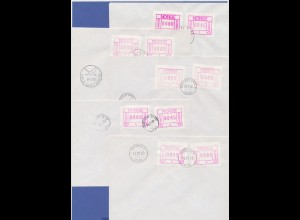 Norwegen Frama-ATM 1978, je ein Blanco-Brief mit 2 ATM von allen Aut.-Nr. 1-5. 