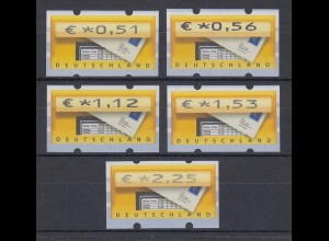 Deutschland ATM Briefkasten Mi-Nr. 5.1 Versandstellensatz 5 Werte 0,51-2,25 ** 