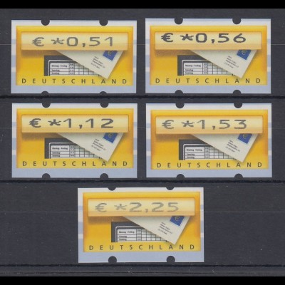 Deutschland ATM Briefkasten Mi-Nr. 5.1 Versandstellensatz 5 Werte 0,51-2,25 ** 