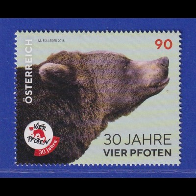 Österreich 2018 Sondermarke Tierschutzorganisation Vier Pfoten Mi.-Nr. 3432