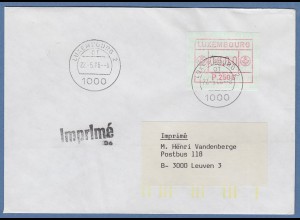 Luxemburg ATM P2506 Wert 6.00 auf Drucksache-FDC nach Belgien