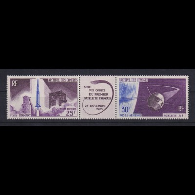 Komoren 1966 Start des ersten franz. Satelliten Zusammendruck **