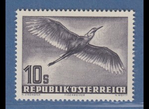 Österreich 1953 Freimarke Vögel 10 Schilling Graureiher Mi.-Nr. 987