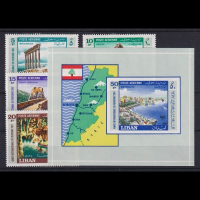 Libanon 1967 Internat. Jahr des Tourismus Mi.-Nr. 992-95 + Bl. 33 Satz kpl. ** 